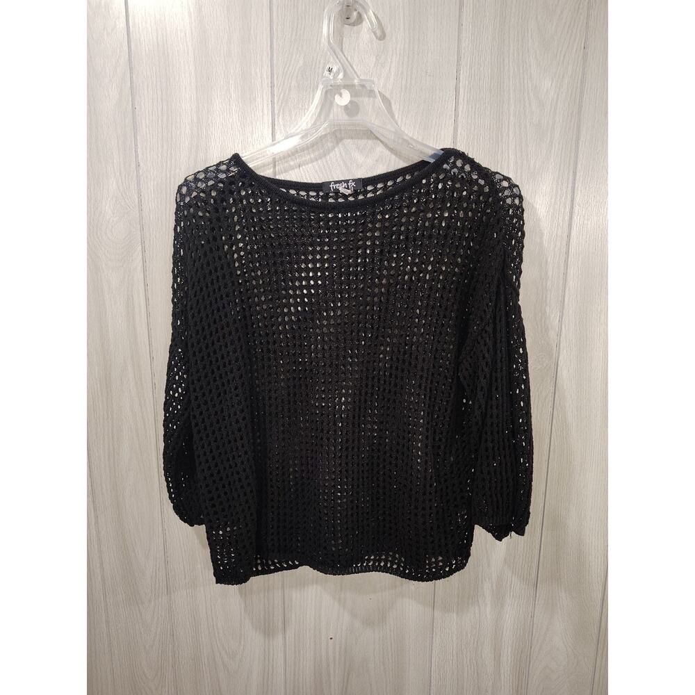 Women's Fresh FX Crochet Beach Cover Up Size M Black Gothic Witchy Festival Y2K